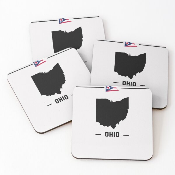 Item preview, Black & White Ohio State Map with Flag – Classic Buckeye Silhouette designed and sold by mashmosh.