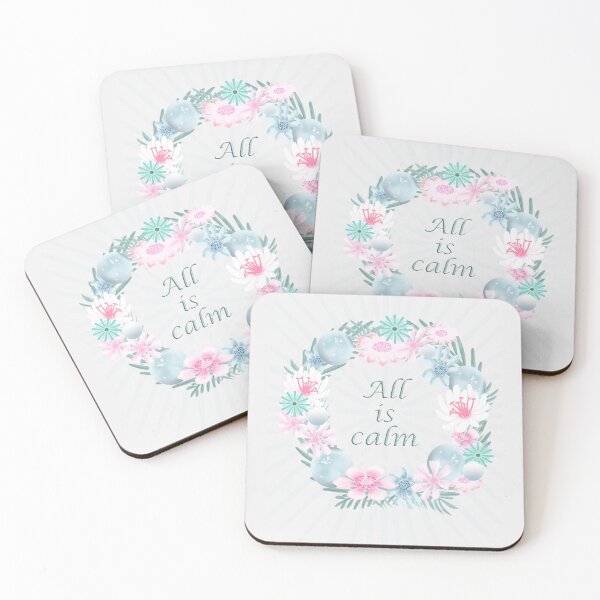 Item preview, All Is Calm festive floral wreath designed and sold by KateKeoganDesign.