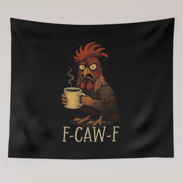 Item preview, Fcawf Grumpy Rooster Funny Tired Chicken Drinking Coffee  designed and sold by tadmercado.