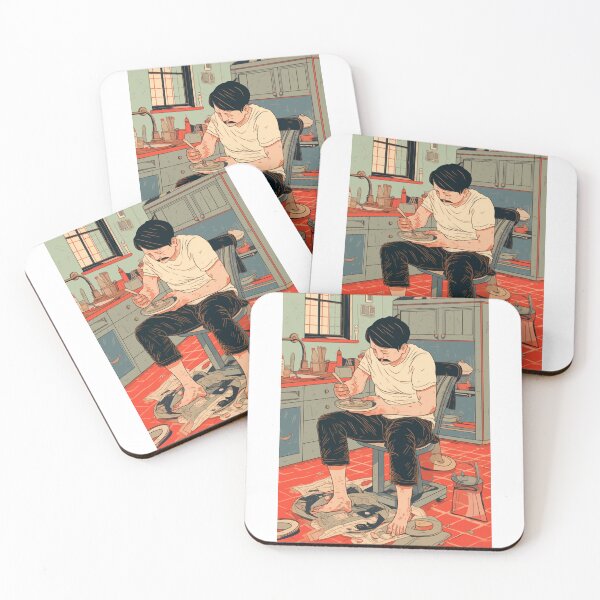 Item preview, Miserable poor man eating lunch alone in a dirty kitchen designed and sold by y-a-y.