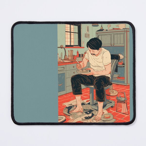 Item preview, Miserable poor man eating lunch alone in a dirty kitchen designed and sold by y-a-y.