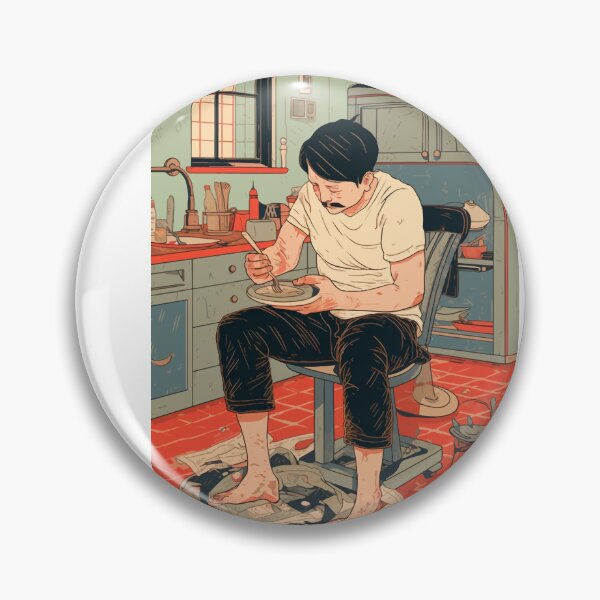 Item preview, Miserable poor man eating lunch alone in a dirty kitchen designed and sold by y-a-y.
