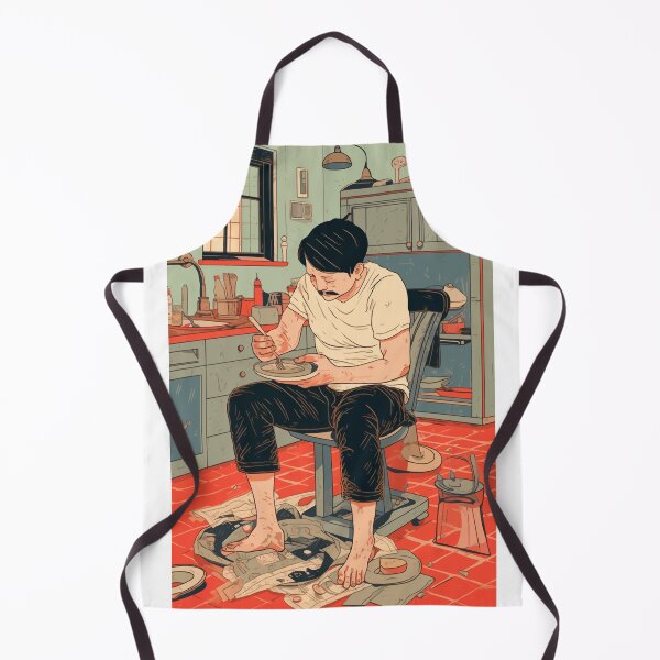 Item preview, Miserable poor man eating lunch alone in a dirty kitchen designed and sold by y-a-y.