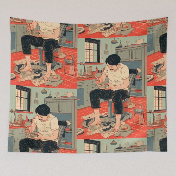 Item preview, Miserable poor man eating lunch alone in a dirty kitchen designed and sold by y-a-y.
