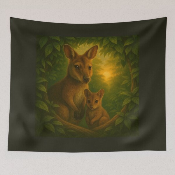 Item preview, Wallaby Mother and Joey Wall Art – Golden Glade Wildlife Design designed and sold by GeoWild Designs.