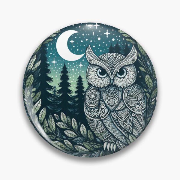 Item preview, Boho Woodland Owl Under Crescent Moon designed and sold by BigBlueArt.