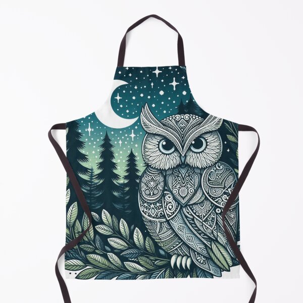 Item preview, Boho Woodland Owl Under Crescent Moon designed and sold by BigBlueArt.