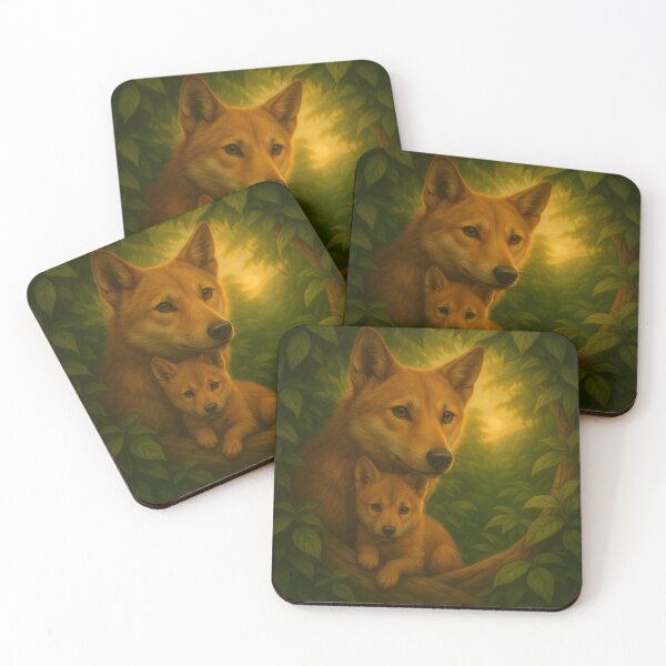 Item preview, Dingo Mother and Pup Art Print – Golden Watch Forest Light designed and sold by GeoWild Designs.