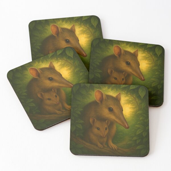 Item preview, Bandicoot Mother and Joey Art Print – Golden Undergrowth Forest Light designed and sold by GeoWild Designs.
