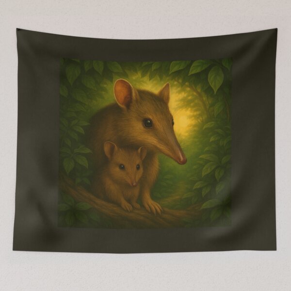 Item preview, Bandicoot Mother and Joey Art Print – Golden Undergrowth Forest Light designed and sold by GeoWild Designs.