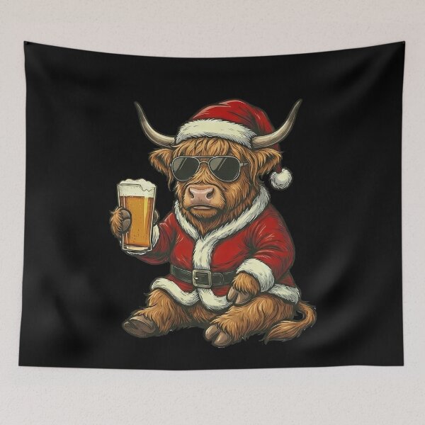 Item preview, Funny Highland Cow Santa Sunglasses Beer Christmas designed and sold by k3rstman1.