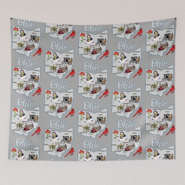 Item preview, Ohio State Landmarks & Symbols Doodle Map - Buckeye Heritage designed and sold by mashmosh.