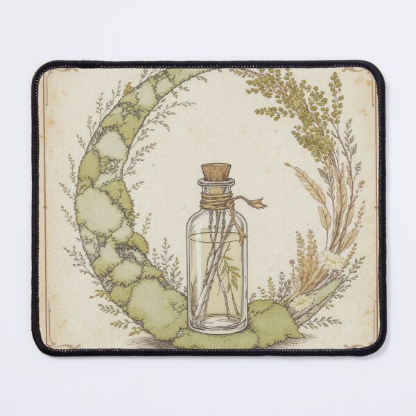 Item preview, Vintage Herbal Elixir: Cottagecore Moon & Botanical Potion Bottle designed and sold by HappySproutArt.