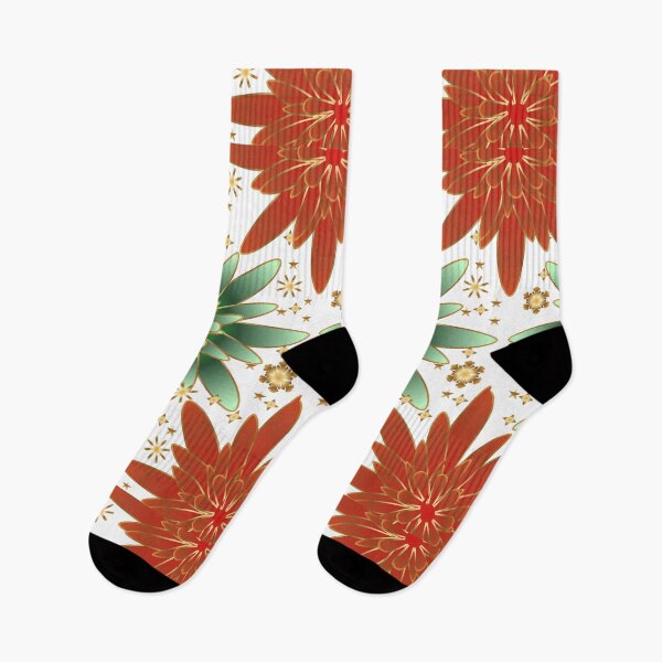 Item preview, Golden Elegance Christmas Poinsettia and Starburst Pattern designed and sold by HopeAndHustle.