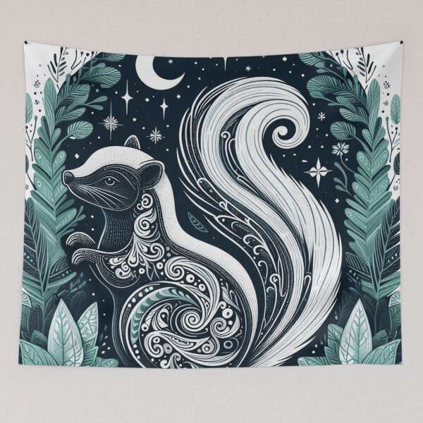 Item preview, Boho Woodland Skunk Under Crescent Moon designed and sold by BigBlueArt.