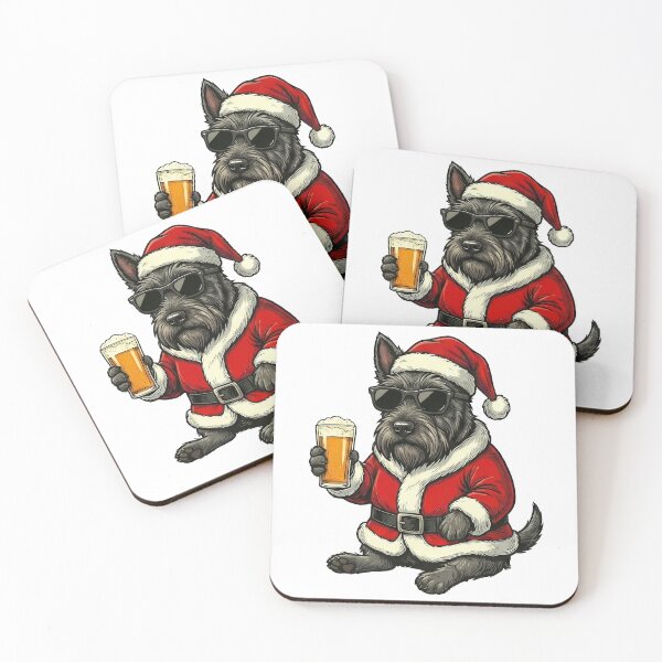 Item preview, Scottish Terrier Santa Dog Drinking Beer Christmas designed and sold by k3rstman1.