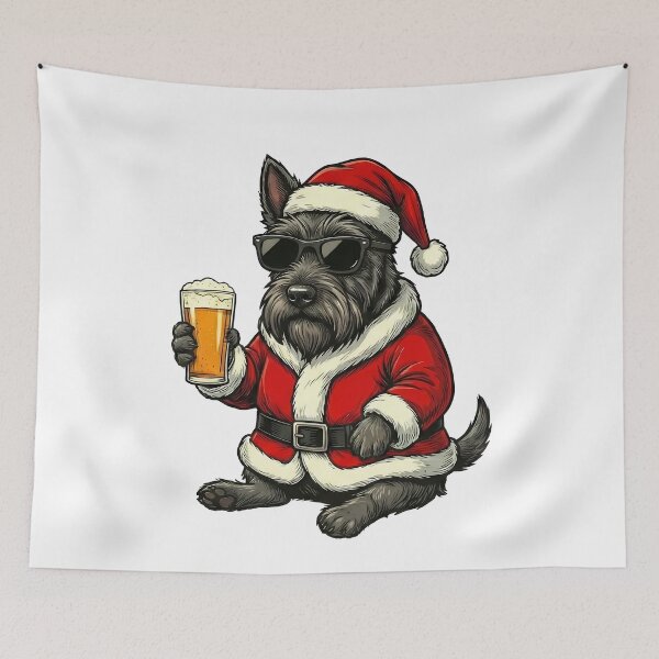 Item preview, Scottish Terrier Santa Dog Drinking Beer Christmas designed and sold by k3rstman1.