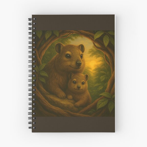 Item preview, Wombat Mother and Joey Wall Art – Golden Burrow Forest Wildlife Print designed and sold by GeoWild Designs.