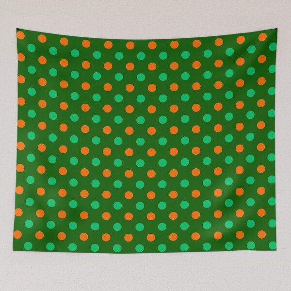 Item preview, Orange Green Polka Dots On Green Background Design  designed and sold by PatternTitan.