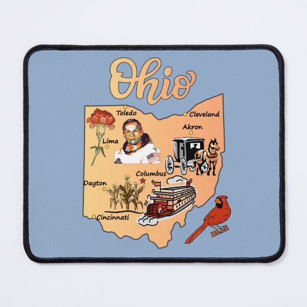 Item preview, Ohio Heritage Collage, Vintage Map, Buckeye Icons & City Landmarks designed and sold by mashmosh.