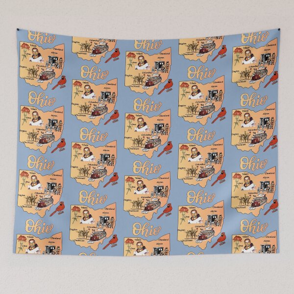 Item preview, Ohio Heritage Collage, Vintage Map, Buckeye Icons & City Landmarks designed and sold by mashmosh.