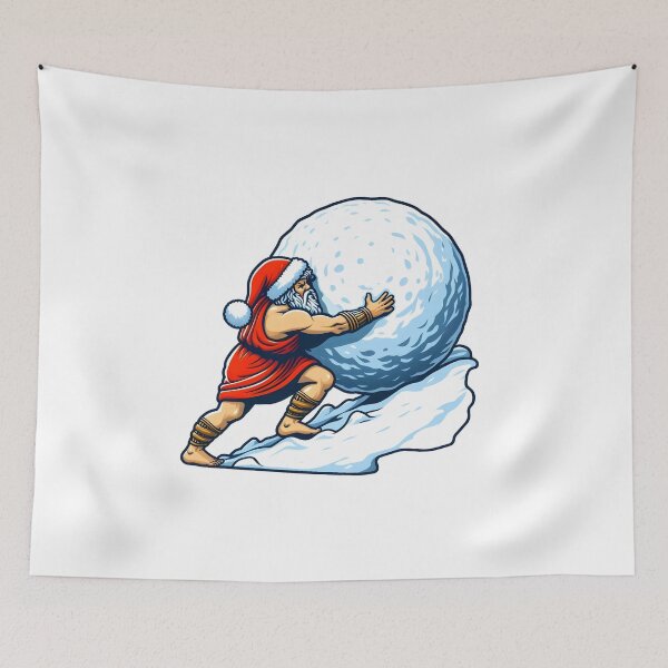 Item preview, Sisyphus Pushing Snowball - Greek Mythology Winter Task designed and sold by GREENZ0NE.