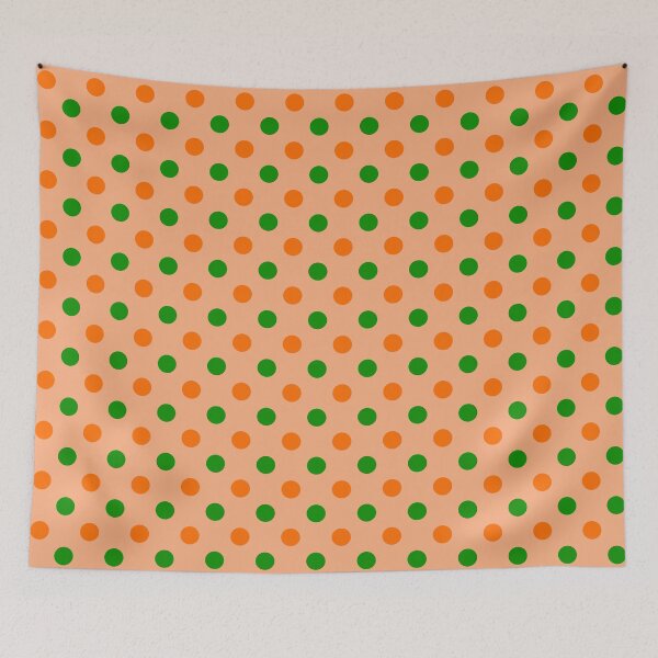 Item preview, Orange Green Polka Dots On Orange Background Design  designed and sold by PatternTitan.
