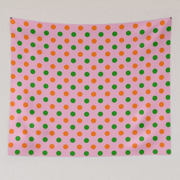 Item preview, Orange Green Polka Dots On Pink Background Design  designed and sold by PatternTitan.