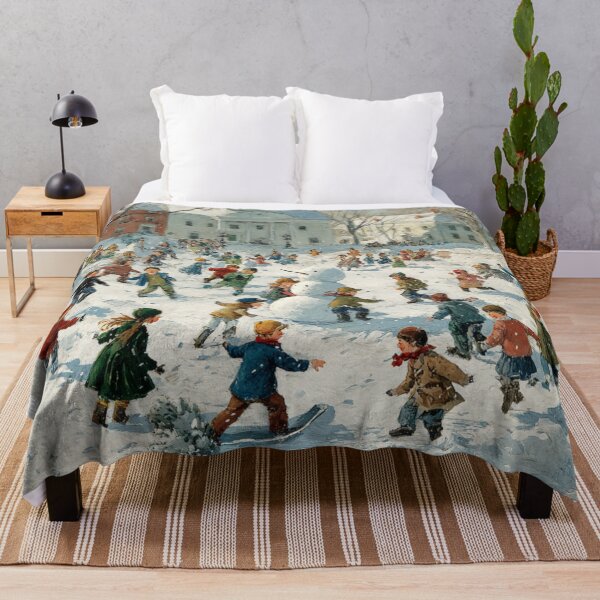 Item preview, Winter Frolic in the Village Square: A Classic American Childhood Scene designed and sold by casualnature.
