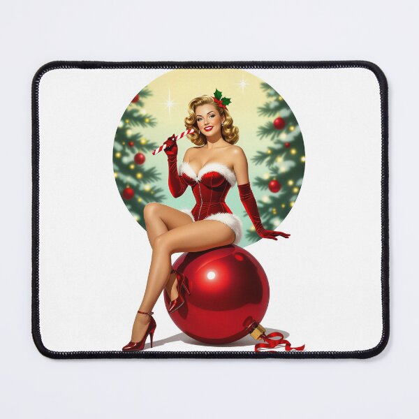 Item preview, Vintage Christmas Pinup on Giant Ornament – Retro Holiday Cheesecake Art designed and sold by Lightning-Lace.