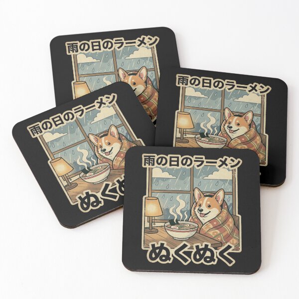 Item preview, Cozy Corgi Ramen Rainy Day Japanese Aesthetic Dog & Noodles Art designed and sold by Bongocomic.