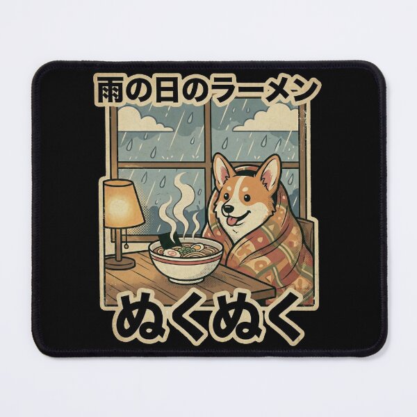 Item preview, Cozy Corgi Ramen Rainy Day Japanese Aesthetic Dog & Noodles Art designed and sold by Bongocomic.