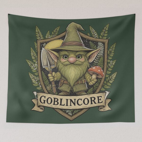 Item preview, The Cutest Goblincore Gardener: Mushroom & Shovel Crest designed and sold by HappySproutArt.