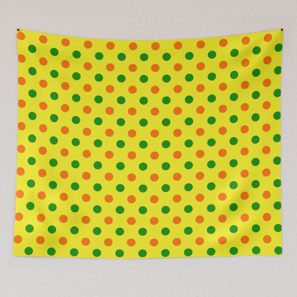 Item preview, Orange Green Polka Dots On Yellow Background Design  designed and sold by PatternTitan.