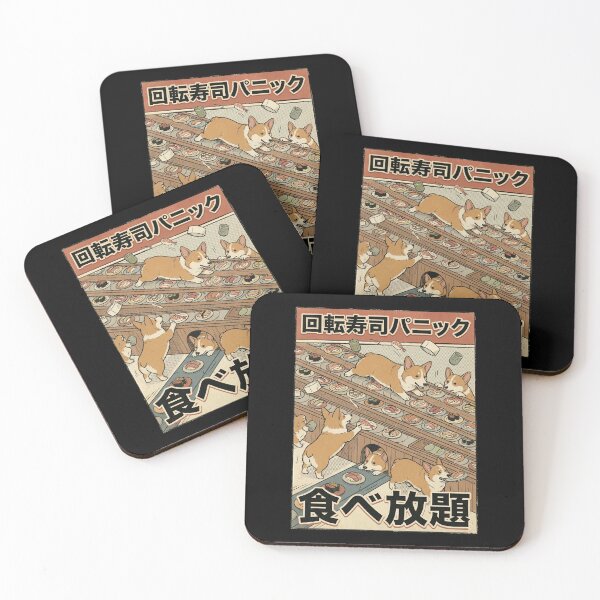 Item preview, Kaiten Sushi Corgi Chaos - All You Can Eat Dog Funny Retro Japanese Art designed and sold by Bongocomic.