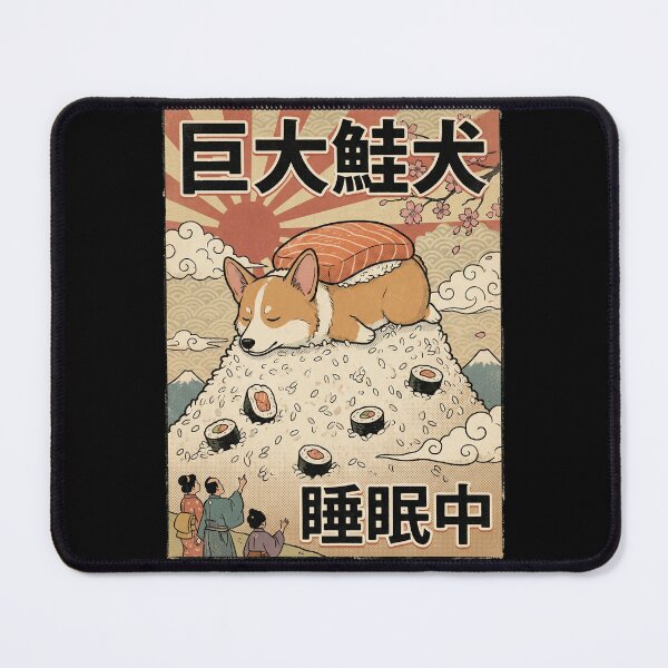 Item preview, Giant Corgi Sushi Roll Sleeping on Rice Mountain - Funny Japanese Dog Art designed and sold by Bongocomic.