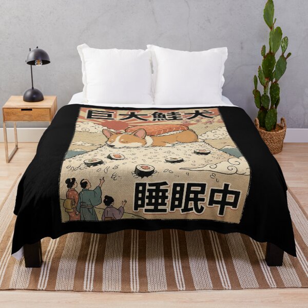 Item preview, Giant Corgi Sushi Roll Sleeping on Rice Mountain - Funny Japanese Dog Art designed and sold by Bongocomic.