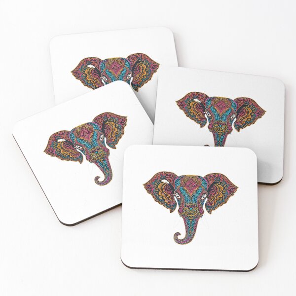 Item preview, Digital Kalamkari Elephant Head  – Modern Ornate Indian Folk Design designed and sold by wpsstudio.