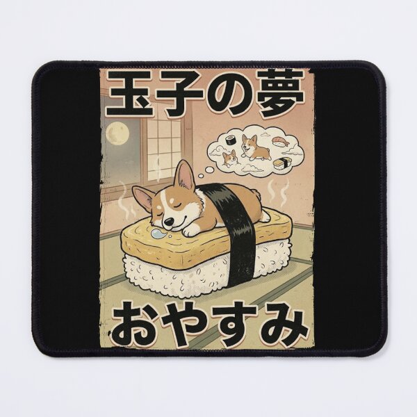 Item preview, Cute Corgi Sushi Dream: Tamago Oyasumi Japanese Dog Art designed and sold by Bongocomic.