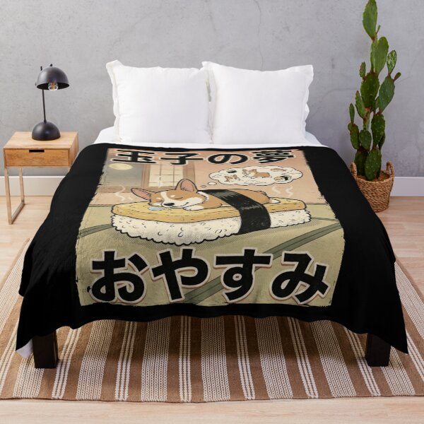 Item preview, Cute Corgi Sushi Dream: Tamago Oyasumi Japanese Dog Art designed and sold by Bongocomic.