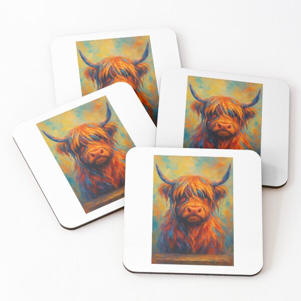 Item preview, Colourful Highland Cow – Vibrant Scottish Cattle Art Print designed and sold by RawGas.