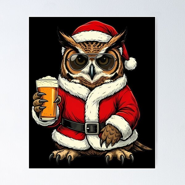 Item preview, Cool Santa Owl Christmas Beer Lover designed and sold by k3rstman1.