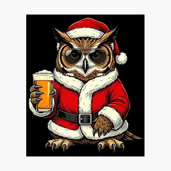 Item preview, Cool Santa Owl Christmas Beer Lover designed and sold by k3rstman1.