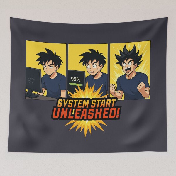 Item preview, System Start Unleashed – Power-Up Parody Comic designed and sold by VoglR.