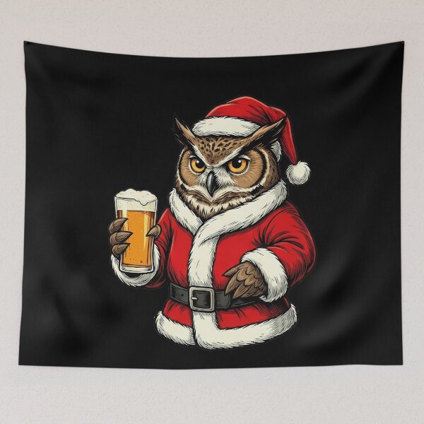 Item preview, Festive Santa Owl Drinking Beer Christmas designed and sold by k3rstman1.