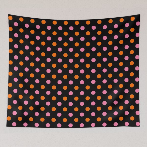 Item preview,  Orange Pink Polka Dots On Black Background Design  designed and sold by PatternTitan.