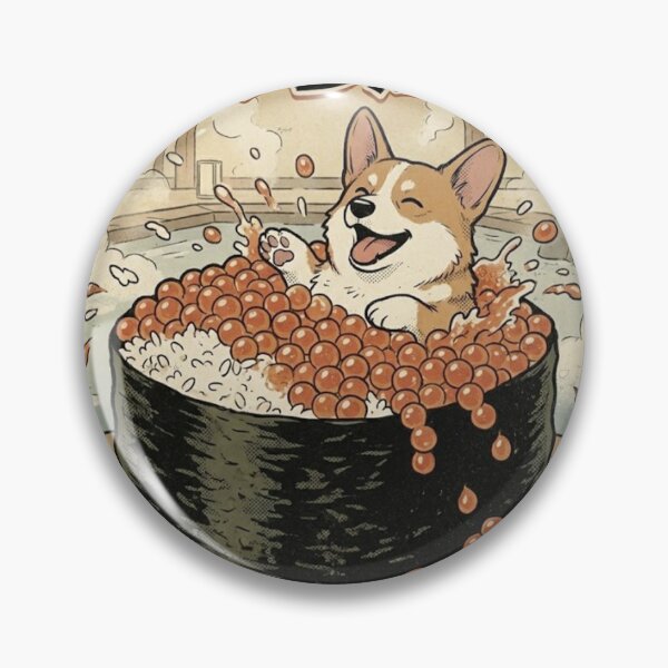 Item preview, Corgi Ikura Sushi Bath Ukiyo-e Art Funny Japanese Dog Salmon Roe Hot Spring designed and sold by Bongocomic.