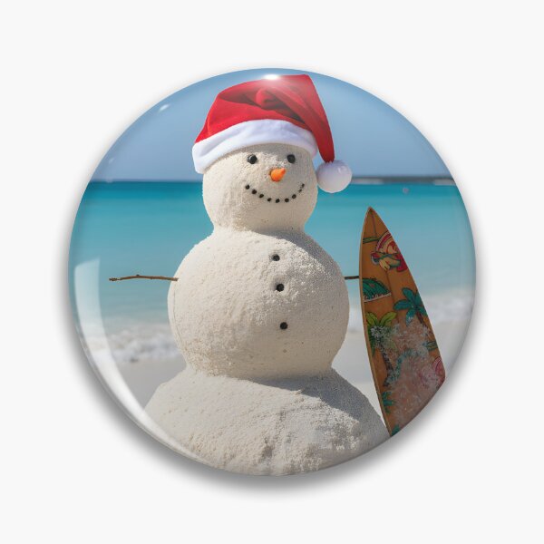 Item preview, Sandman wearing a Santa hat standing on a tropical beach with a surfboard designed and sold by homydesign.