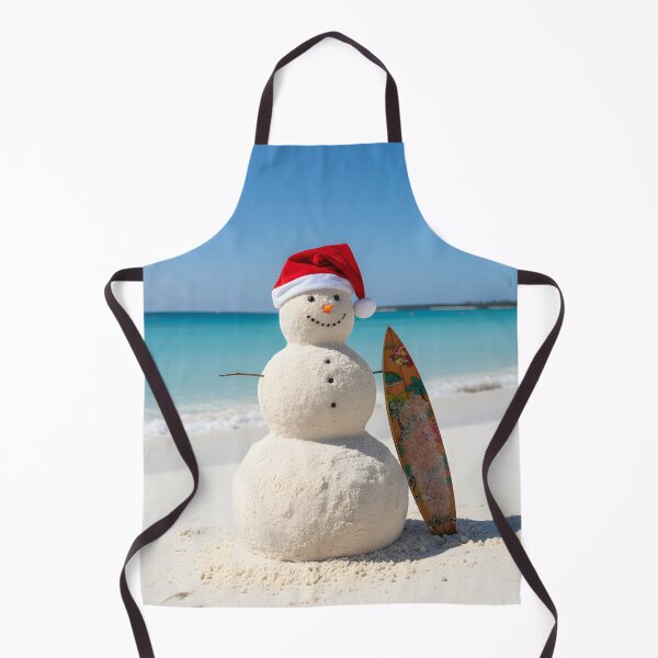 Item preview, Sandman wearing a Santa hat standing on a tropical beach with a surfboard designed and sold by homydesign.