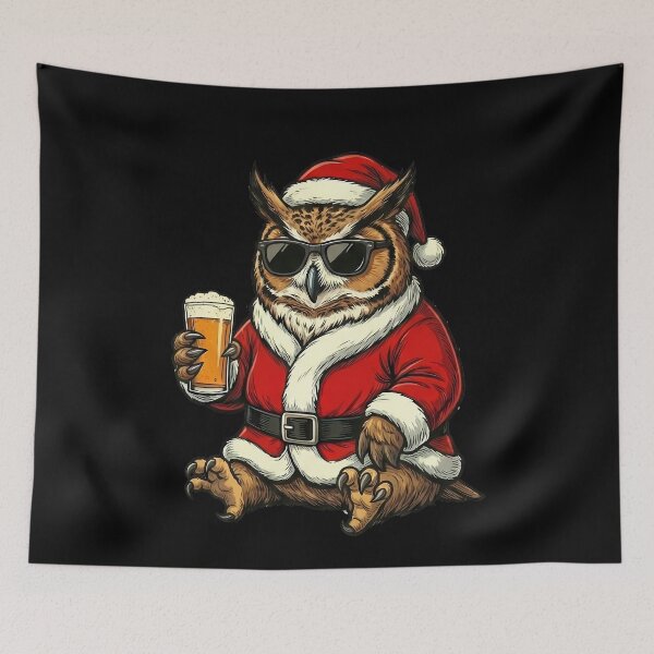 Item preview, Santa Owl Sunglasses Beer Christmas Party designed and sold by k3rstman1.